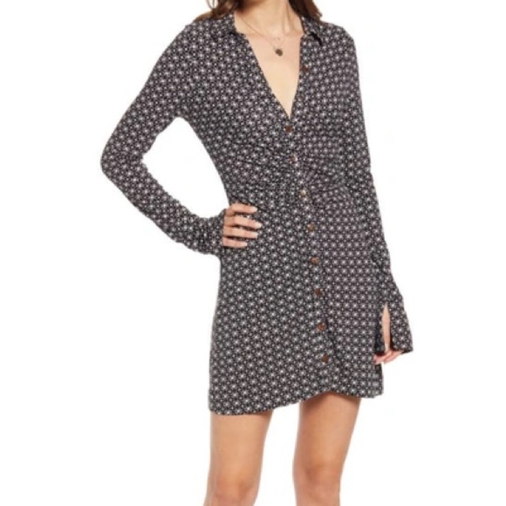 Free People Shayla Long Sleeve Mini dress In Vintage Combo, size M - Picture 2 of 8